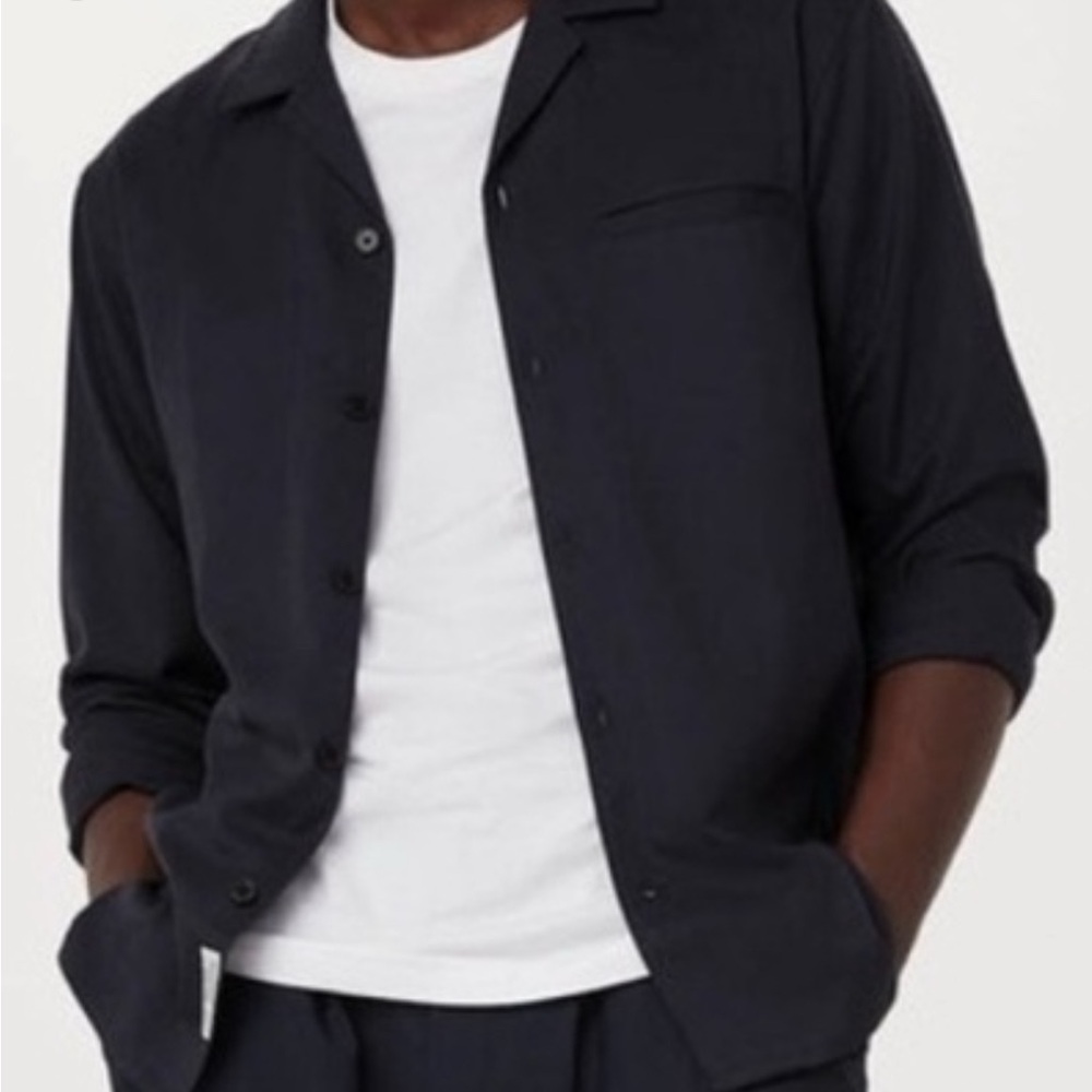 New! Frank & Oak Men's Dress Fluid Shirt Deep Blue Work Casual Dinner